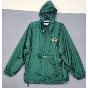 DELONG Windbreaker Jacket Mens Large Green Lightweight Grinnell Golf Club Hooded